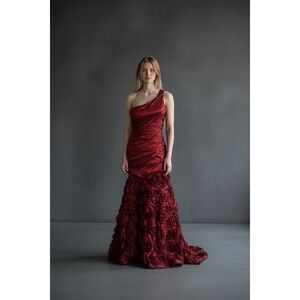 Blush Prom by Alexia  One Shoulder Mermaid Gown Rose Embellished Red Size 6